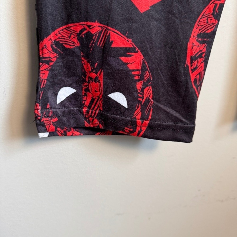Marvel Deadpool Sleep Pants Black Red Logo Graphic Pajama Bottoms Mens Small - Picture 2 of 12